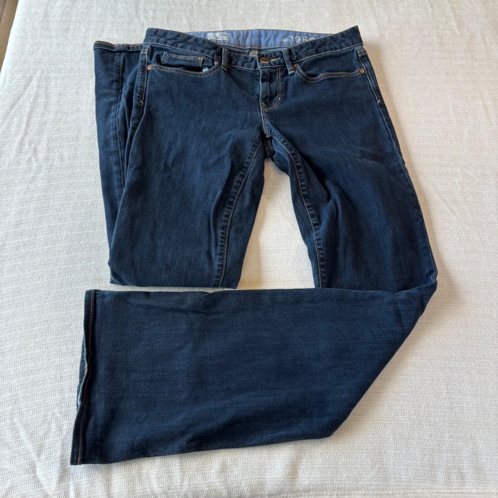 Gap 1969 Curvy Flare Jeans Womens 29/8L Dark Wash Stretch Denim 673948-00